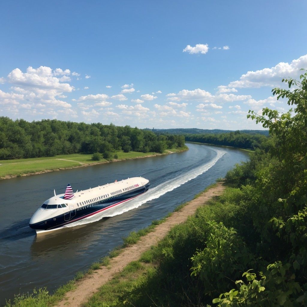 us airways on a river
with no gear

