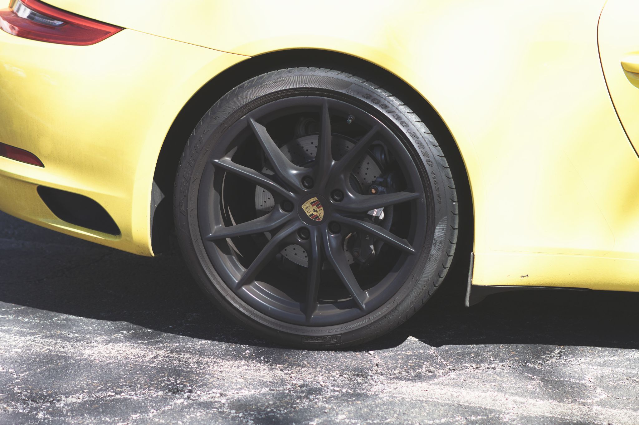 The wheel of a Porsche
