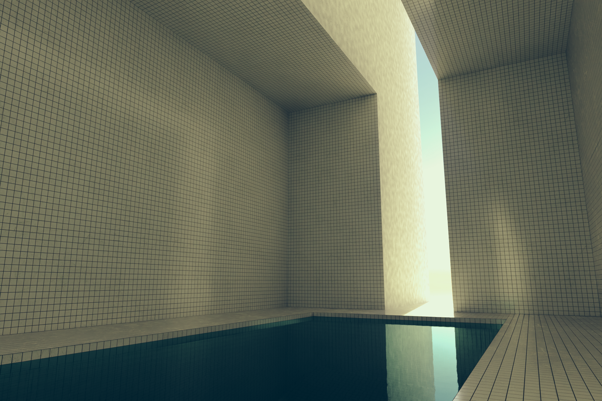 A large dreampool with a split down the ceiling and wall