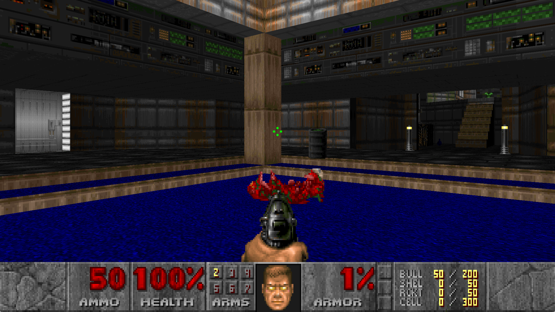 It was designed by John Romero and uses the music track "At Doom's Gate"