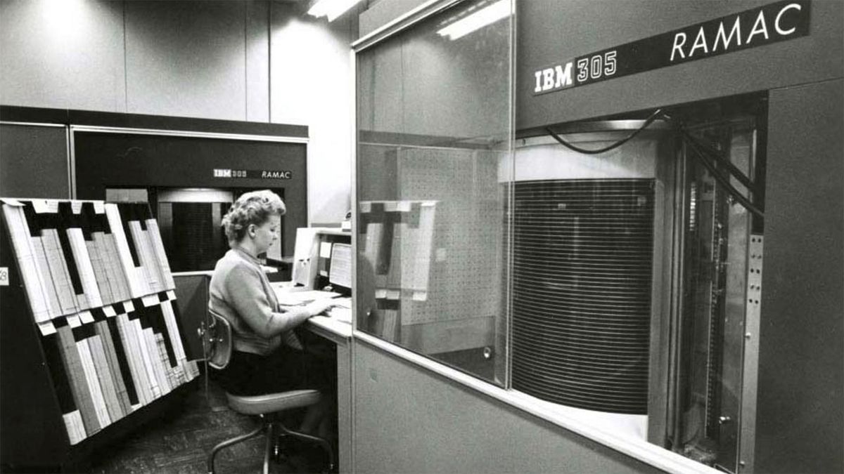 On this day in 1956, IBM announced the RAMAC 350 Disk Storage Unit, packing an awe-inspiring 3.75MB of data across 50 magnetic platters, each spanning 24-inches in diameter and spinning at 1,200 RPM.