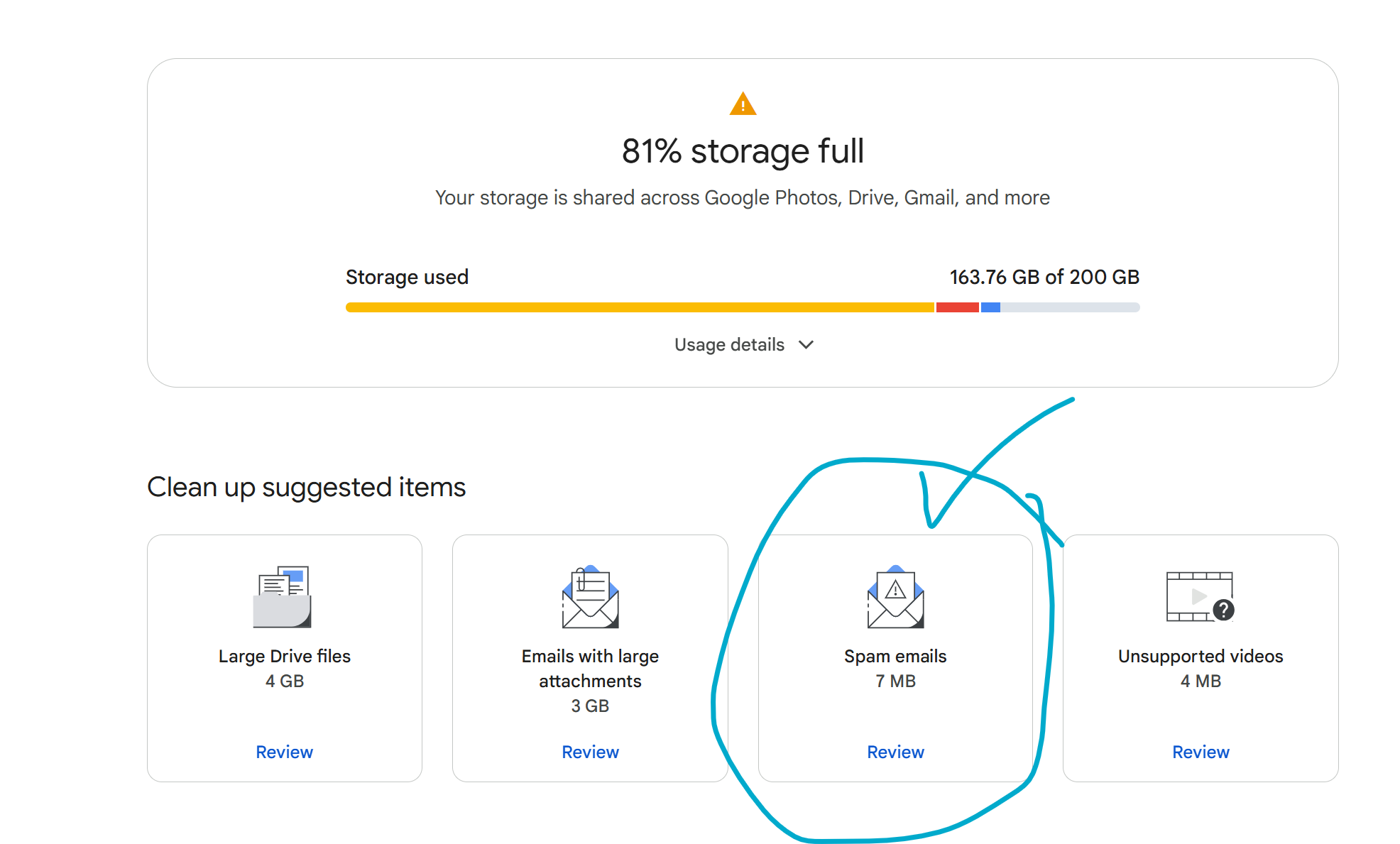 Hopefully nearly down to beneath the relentless nag threshold. But, what if I suddenly receive a 40 GB email?!