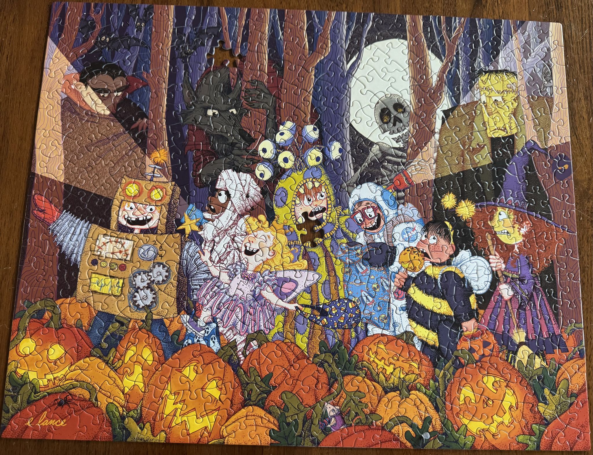 Pretty sure my son took the last two pieces so he could be the one to finish the puzzle. Genius.