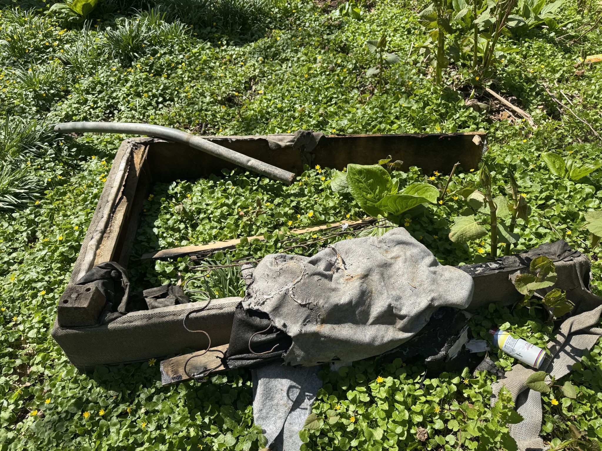 Bed continuing to naturally decompose and turn back into the earth 