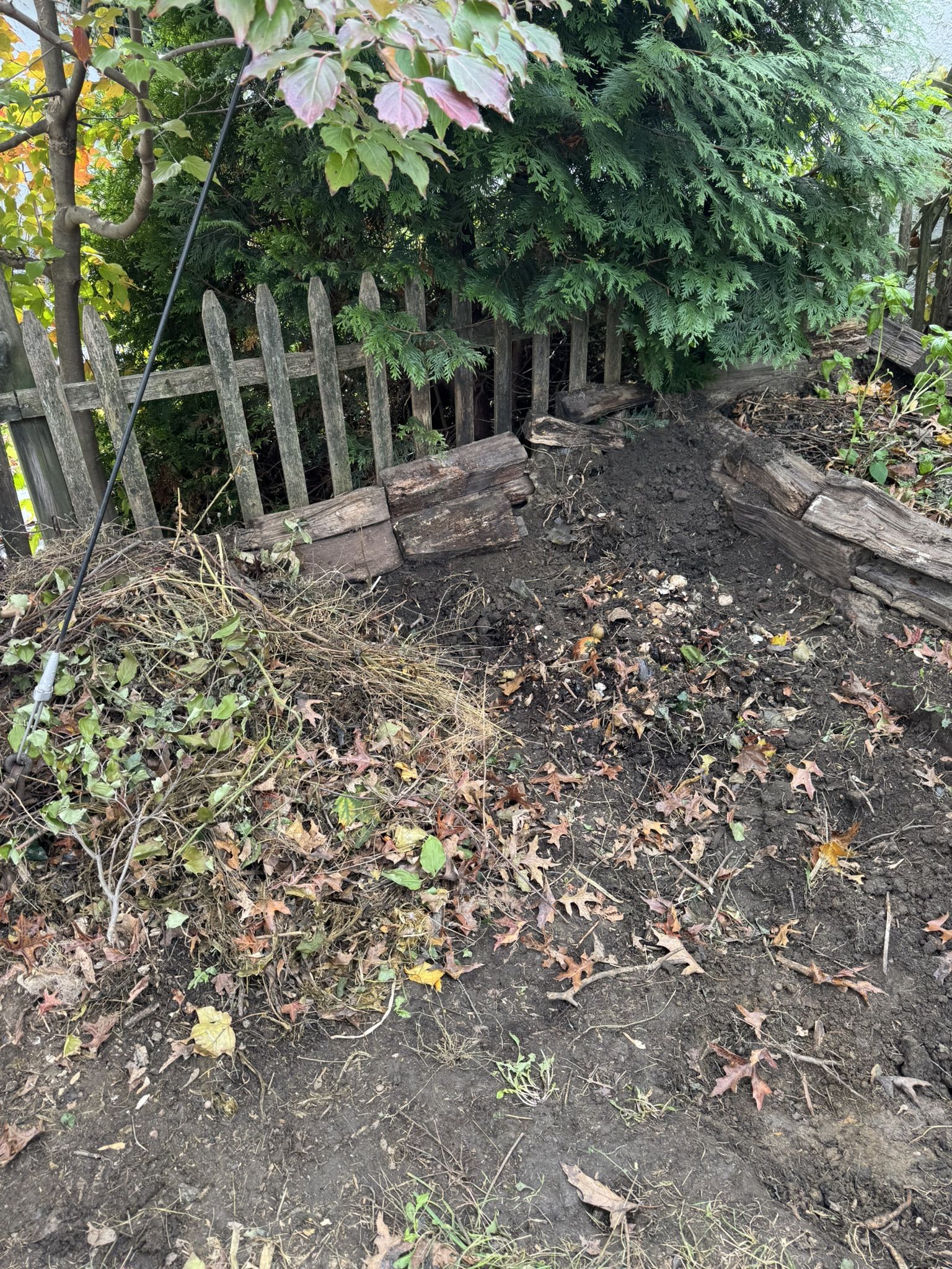 It was here I realized my pictures weren't in order, so you'll see later how I prematurely dumped the compost in the corner after clearing it