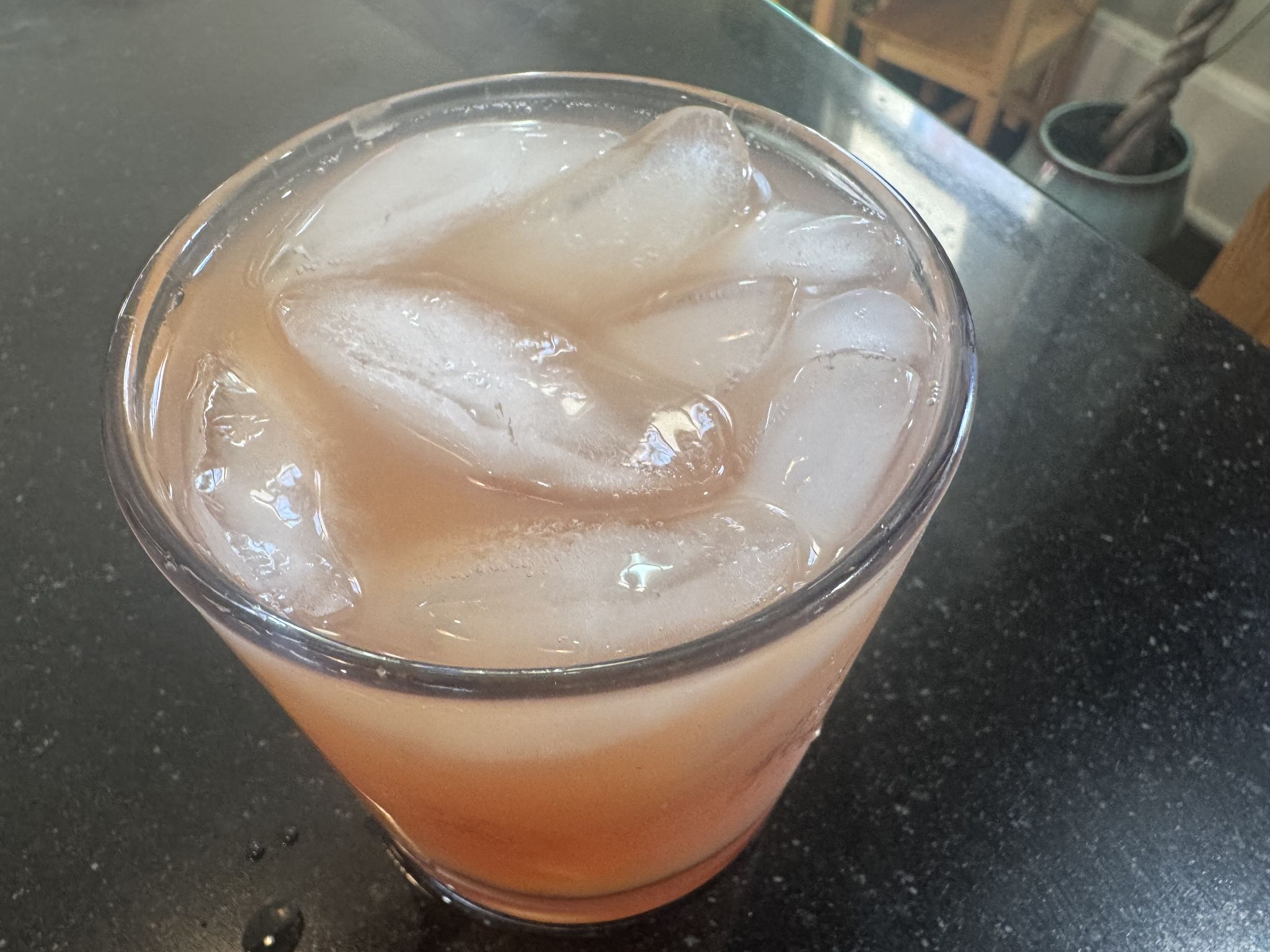 Break time. Bourbon with lemon juice, honey, orange, cherry and bitters