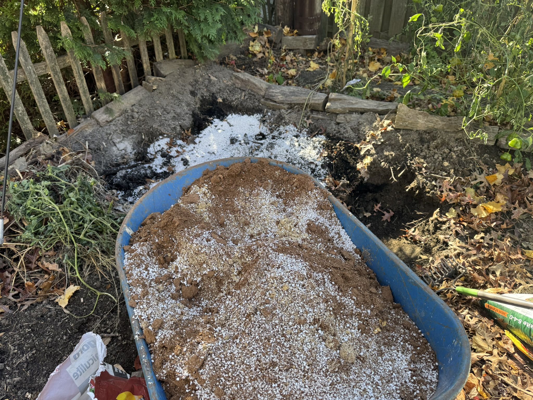 And like sand and a couple other fillers for drainage